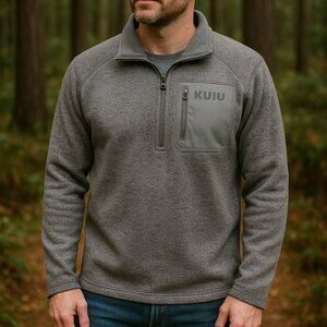 KUIU Men’s Fleece Pullover Gray Size Large | Hunting Hiking Outdoor Layer Zip Up